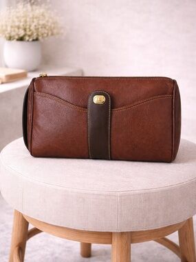 Dunhill Brown Pebbled Leather Clutch Travel Organizer Luxury Classic bag
